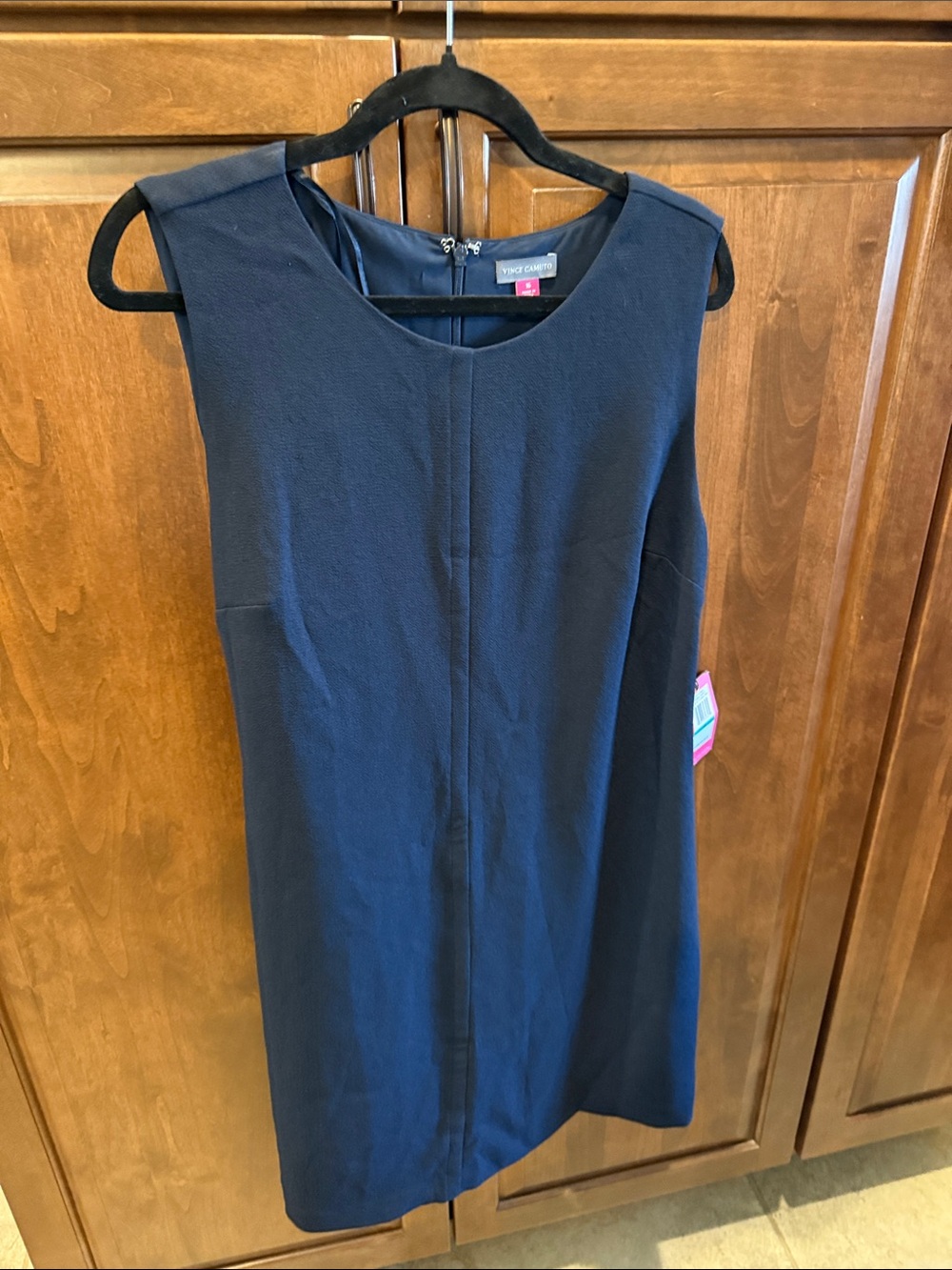 Vince Camuto Navy Sleeveless Midi Shift Dress